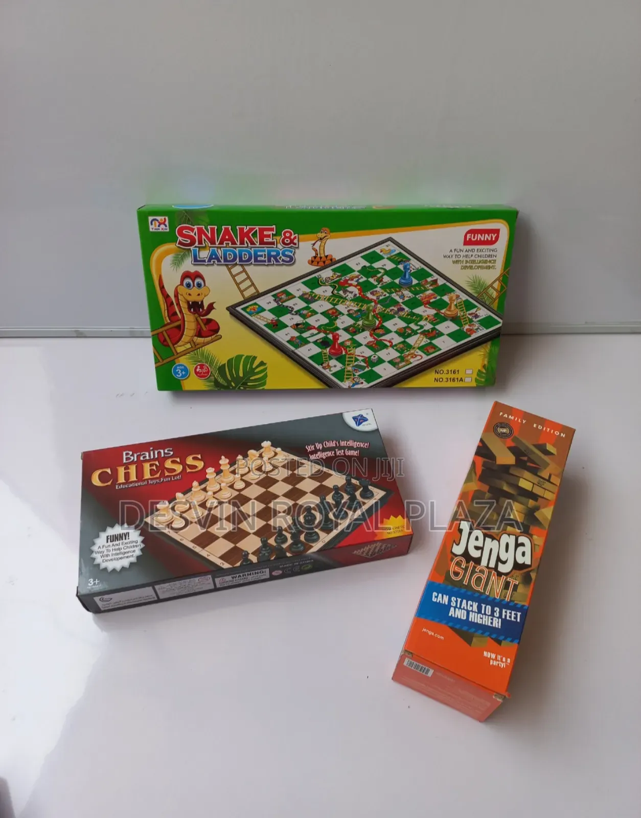 Jenga + Snake and Ladders + Chess Game