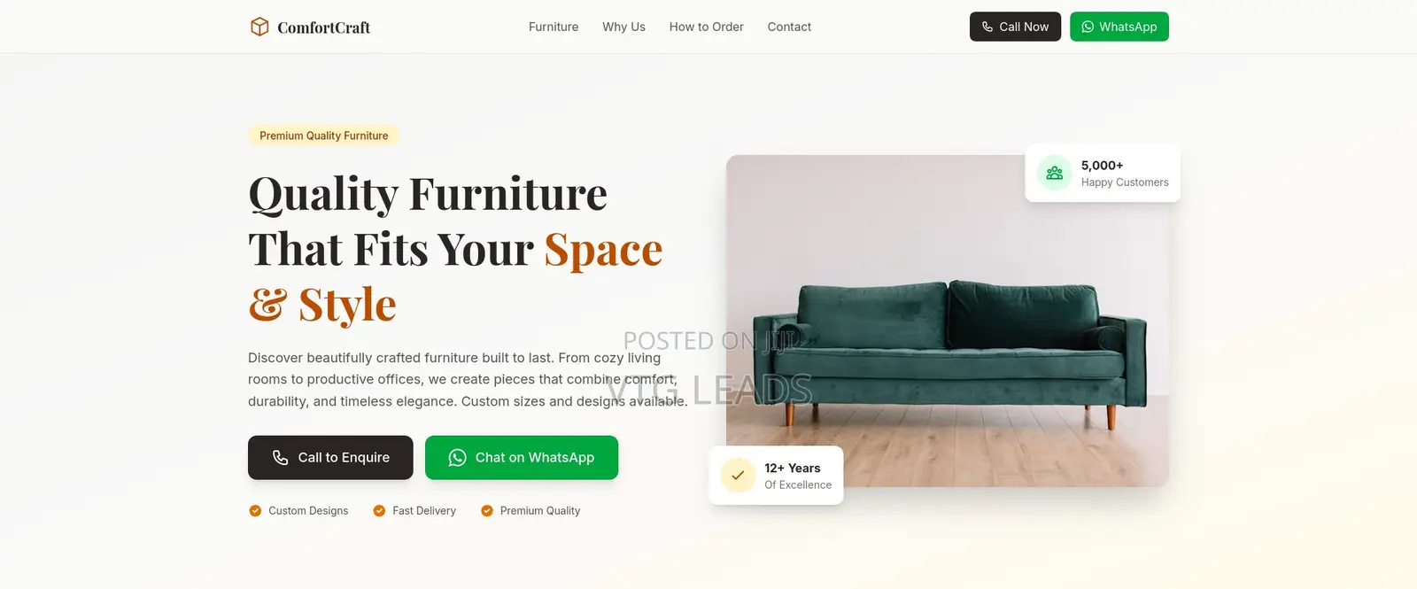 Ready-made Furniture Store Website (Call And Whatsapp Only)