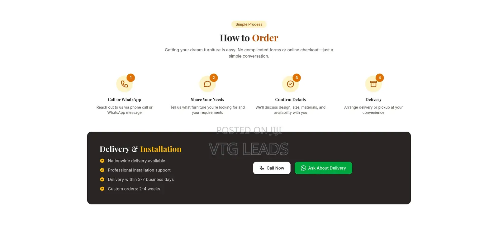 Ready-made Furniture Store Website (Call And Whatsapp Only)