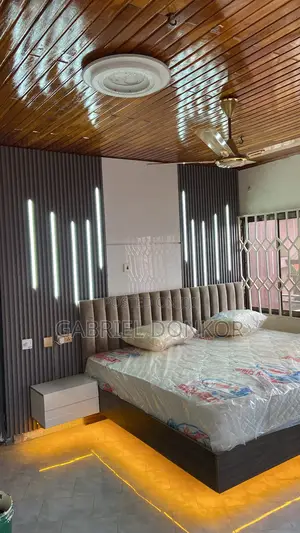 Floating Bed With Under Stripe Lights