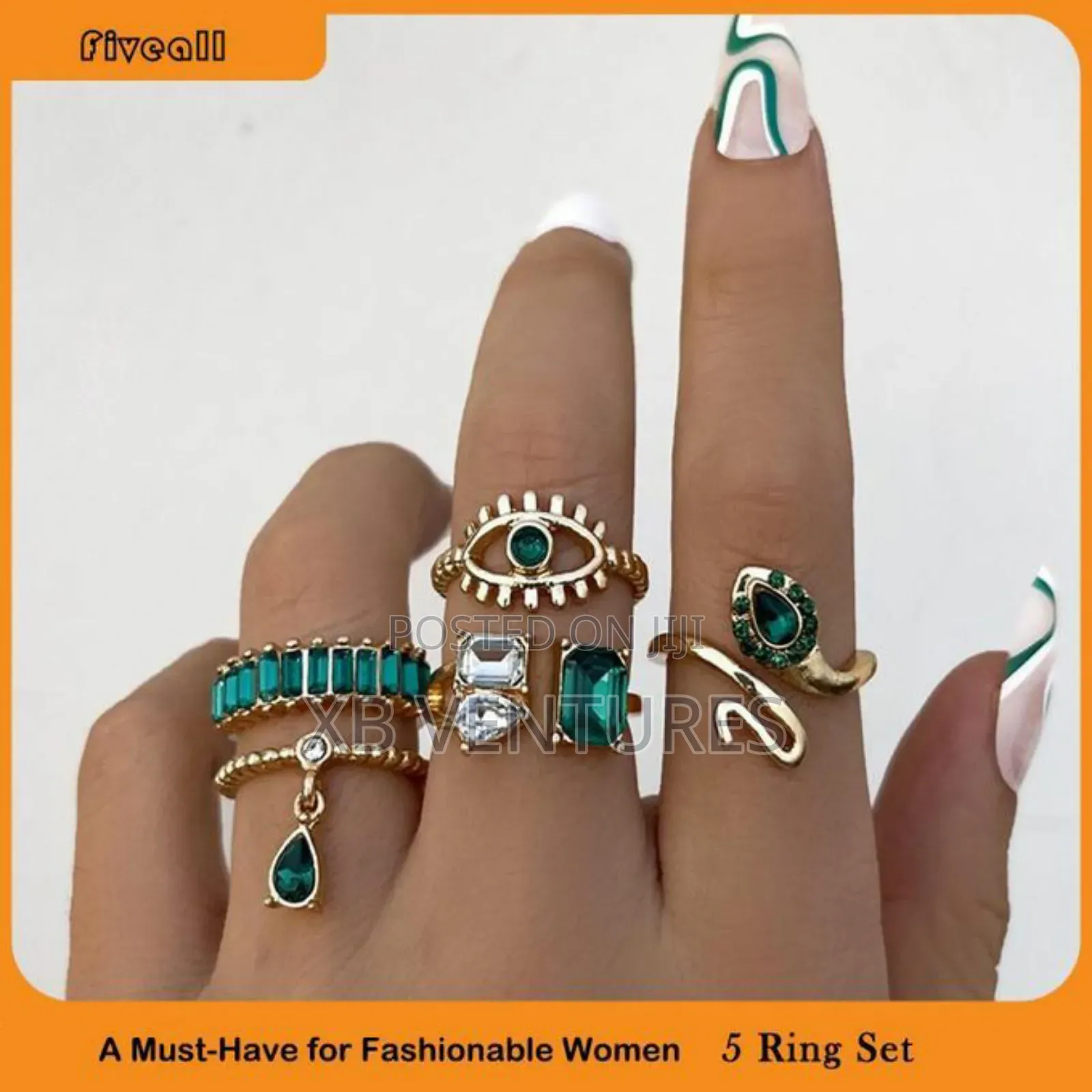 Ring Set for Women – Boho Rhinestone Jewelry