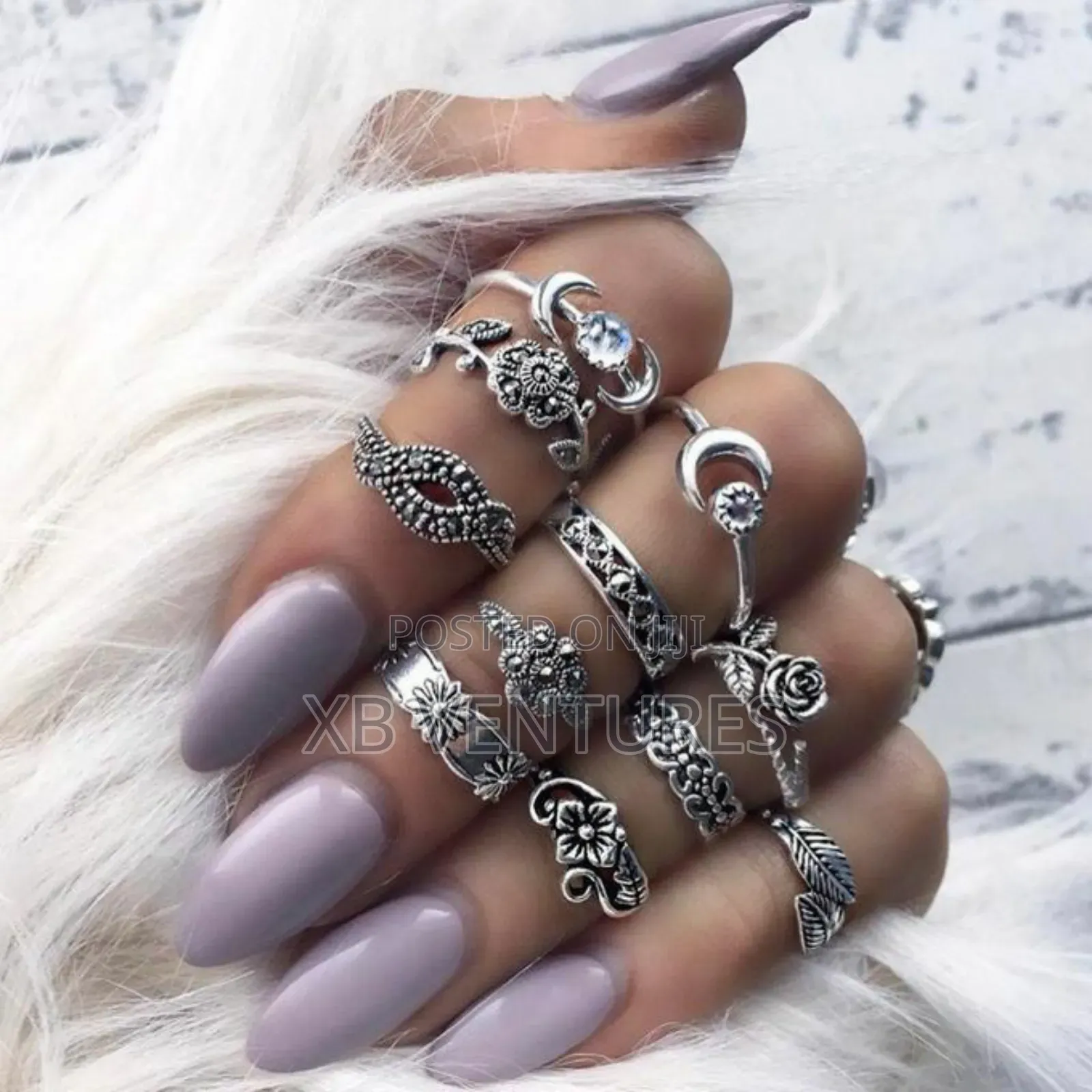 Ring Set for Women – Boho Rhinestone Jewelry