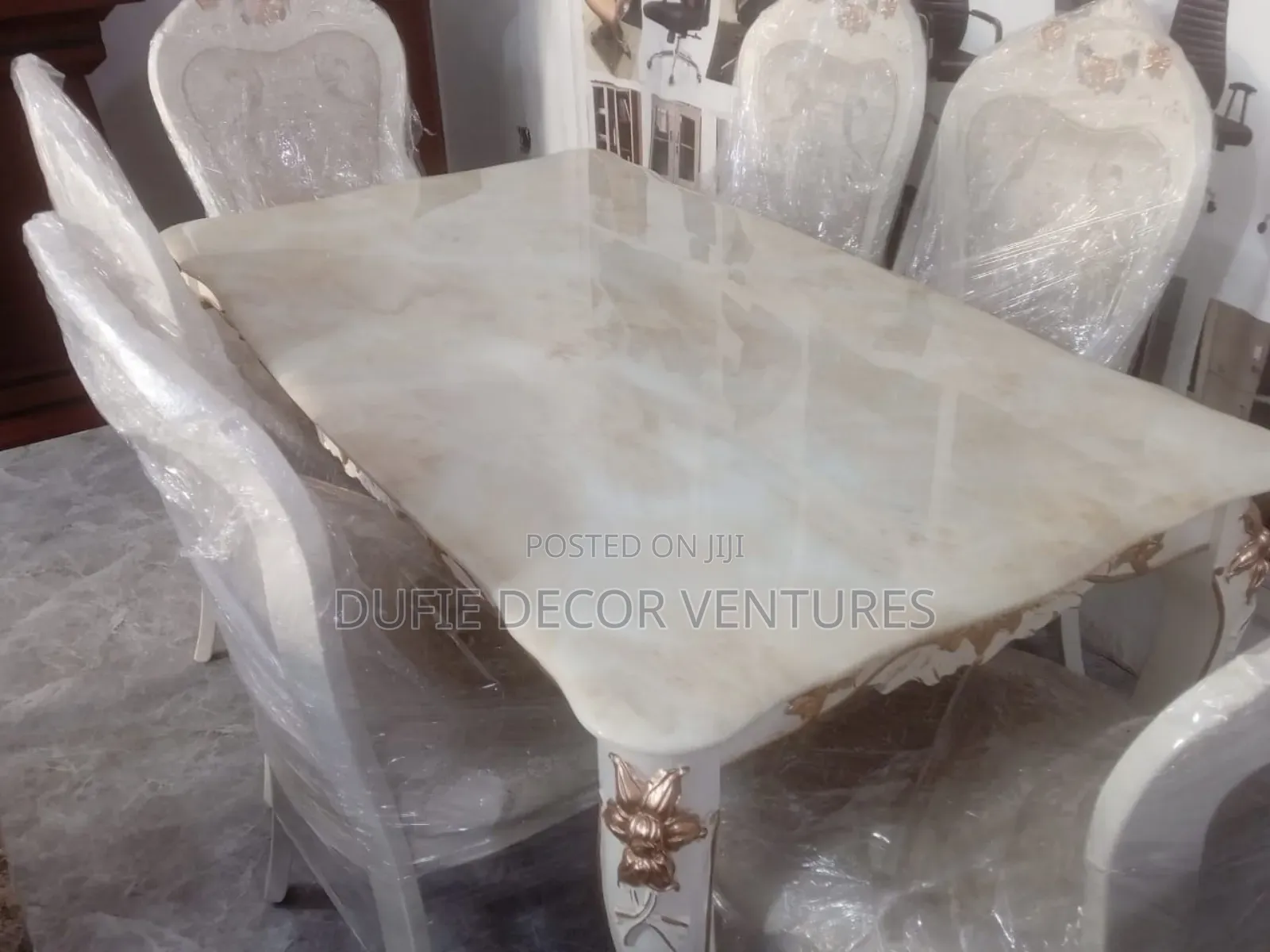 Marble Dining Room Set Available for Sale