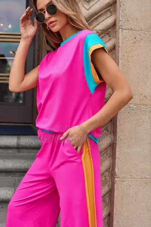 Top and Down Two Pieces Outfit Hot Pink