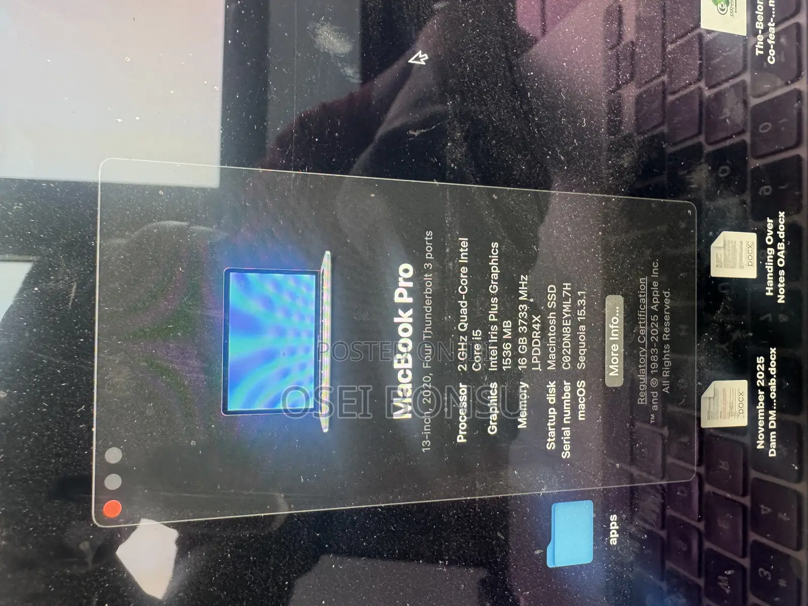 Laptop Apple MacBook Pro 2020 16GB Intel Core I5 SSD 512GB