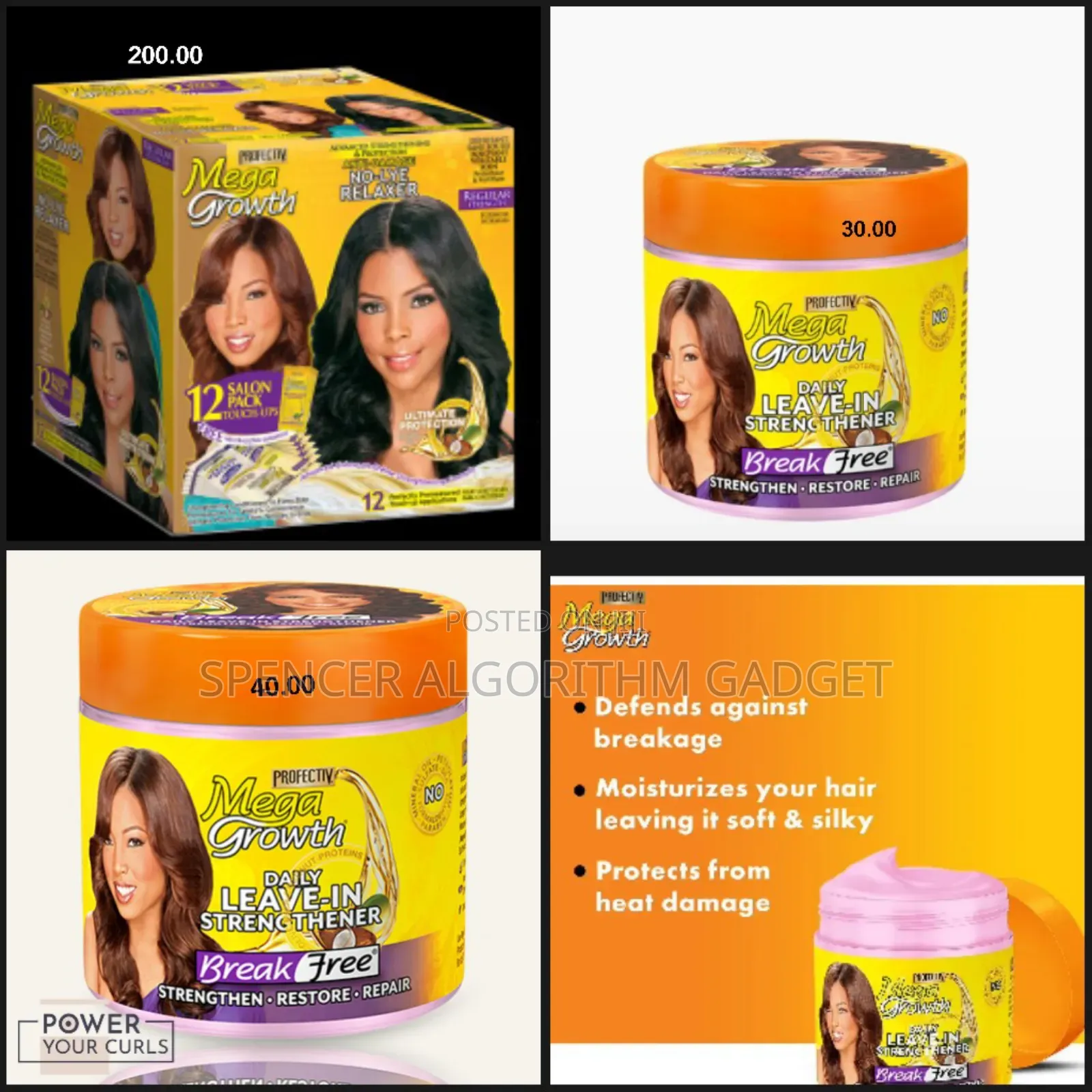 Mega Growth Hair Relaxer 12packs/Daily Leave In Strengthener 500g/250g