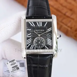 Cartier Tank Mc Men's Watch Stainless Steel With a Black