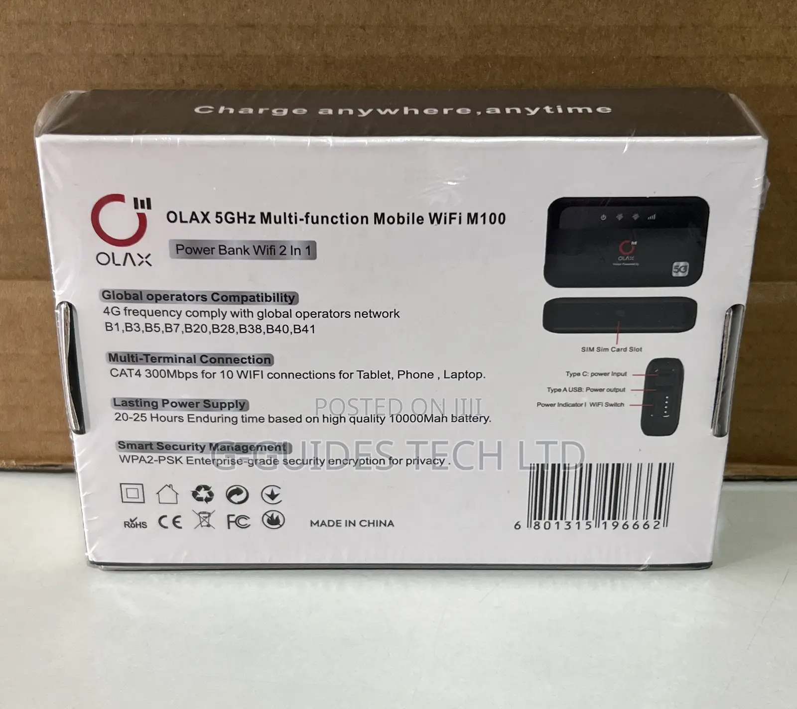 Olax M100 Multi-Function Mifi Wi-Fi 6 With Power Bank 10,000mah