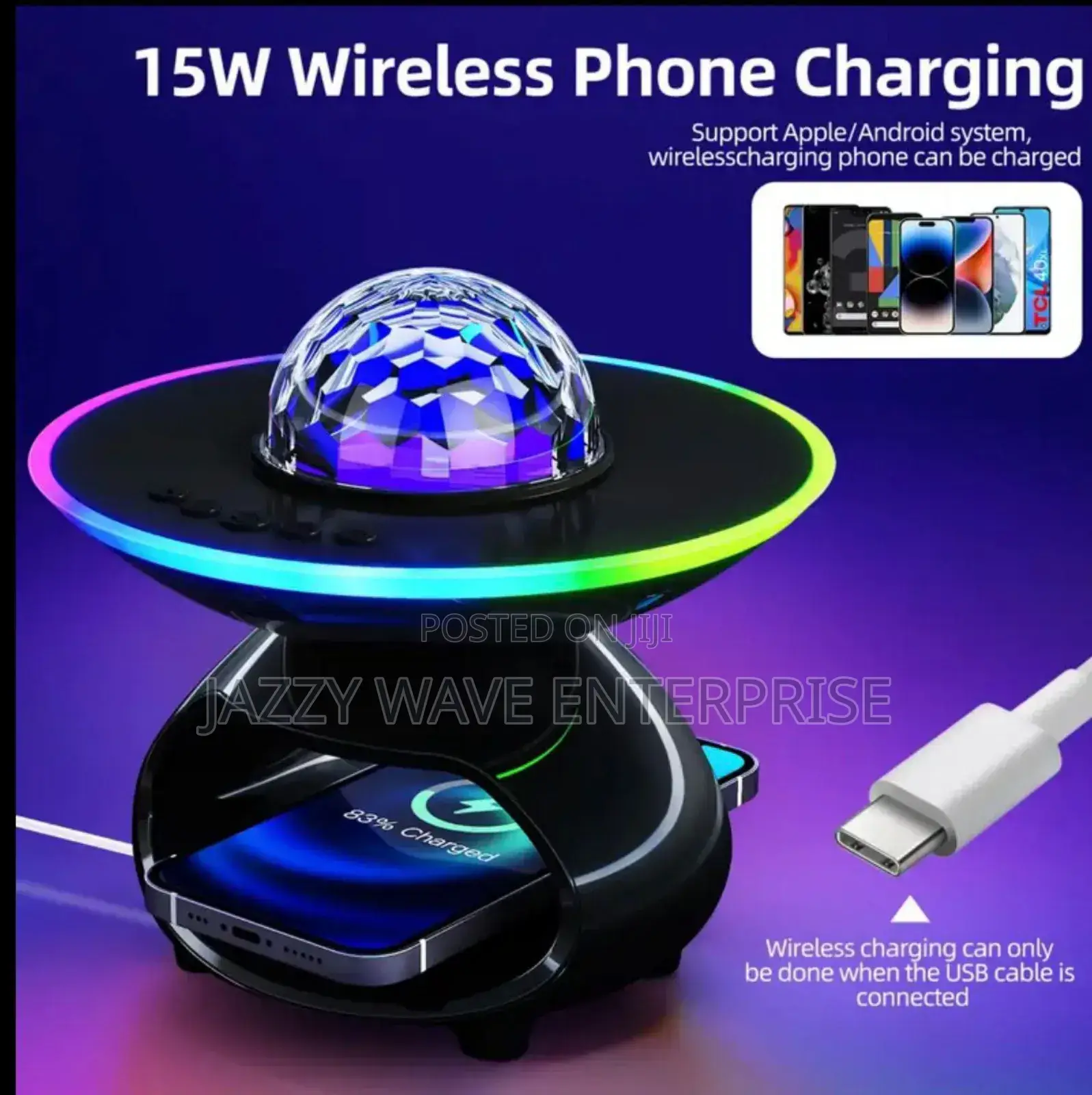 Wireless Phone Charger With Disco Light