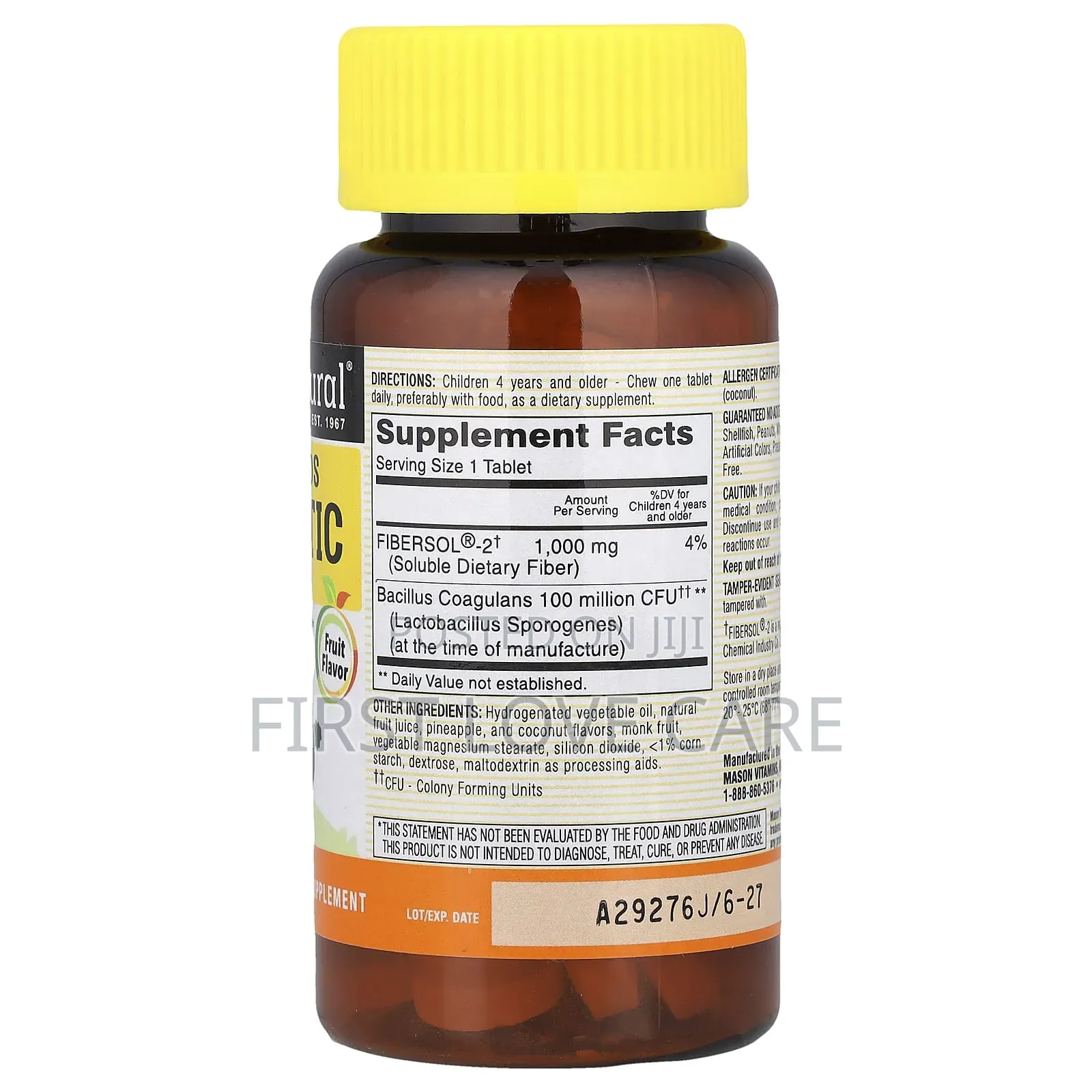 Mason Natural Healthy Kids Probiotic With Fiber Digestive Health