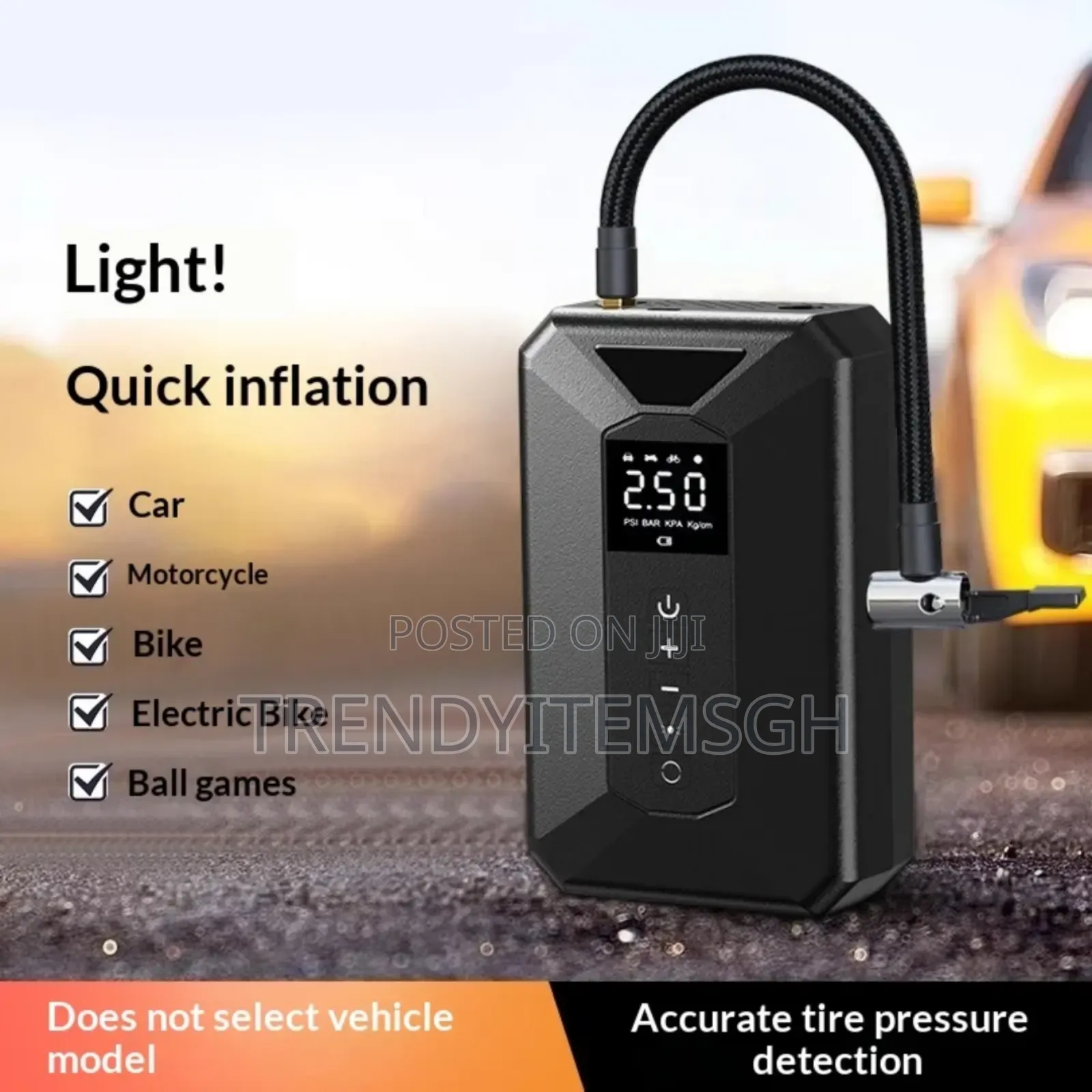 Rechargeable Tire Inflator With Digital Screen Display Pressure G