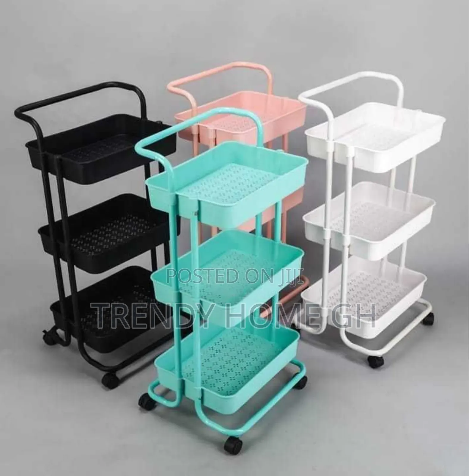 Multifunctional 3-Tier Storage Rack With Wheels Rolling Organizer