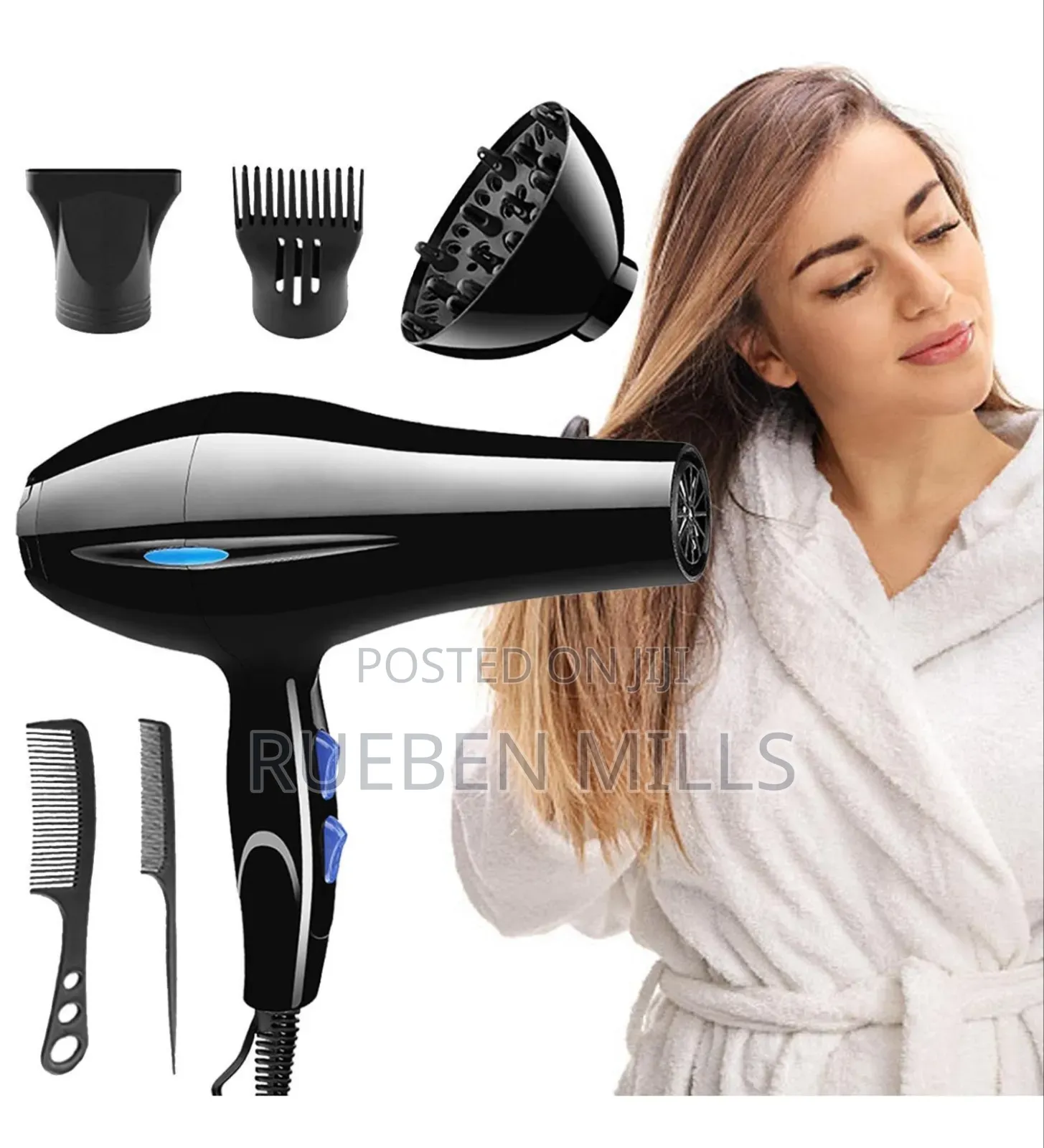 Cool and Dry Air 5 in 1 Hair Dryer With Diffuser and Combs