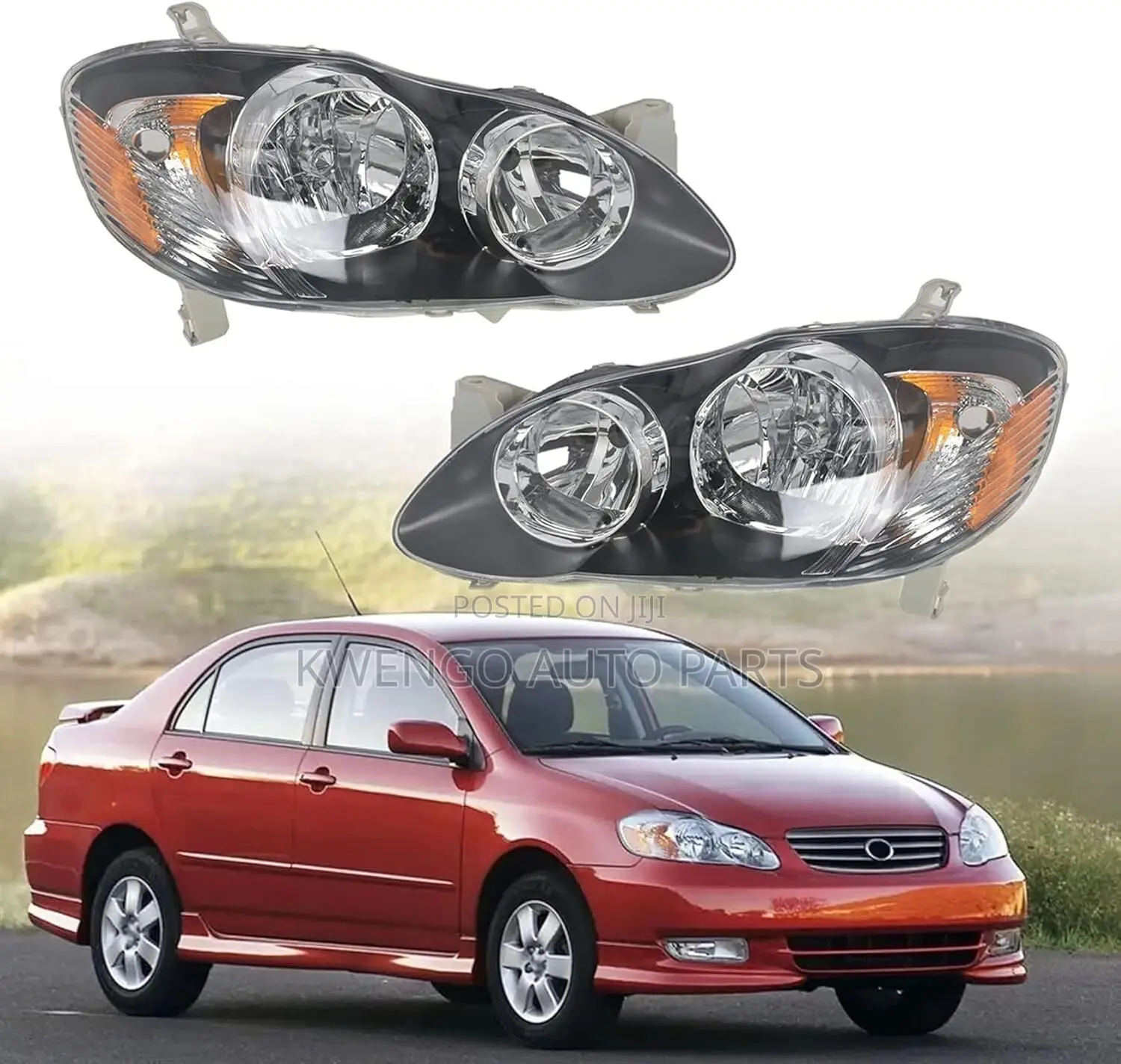 Toyota Corolla Headlight 2006 2007 2008 Black Pair