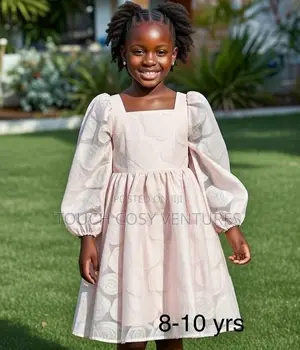 Light Pink Floral Puff-Sleeve Party Dress