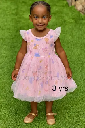 Peach Butterfly Tulle Dress