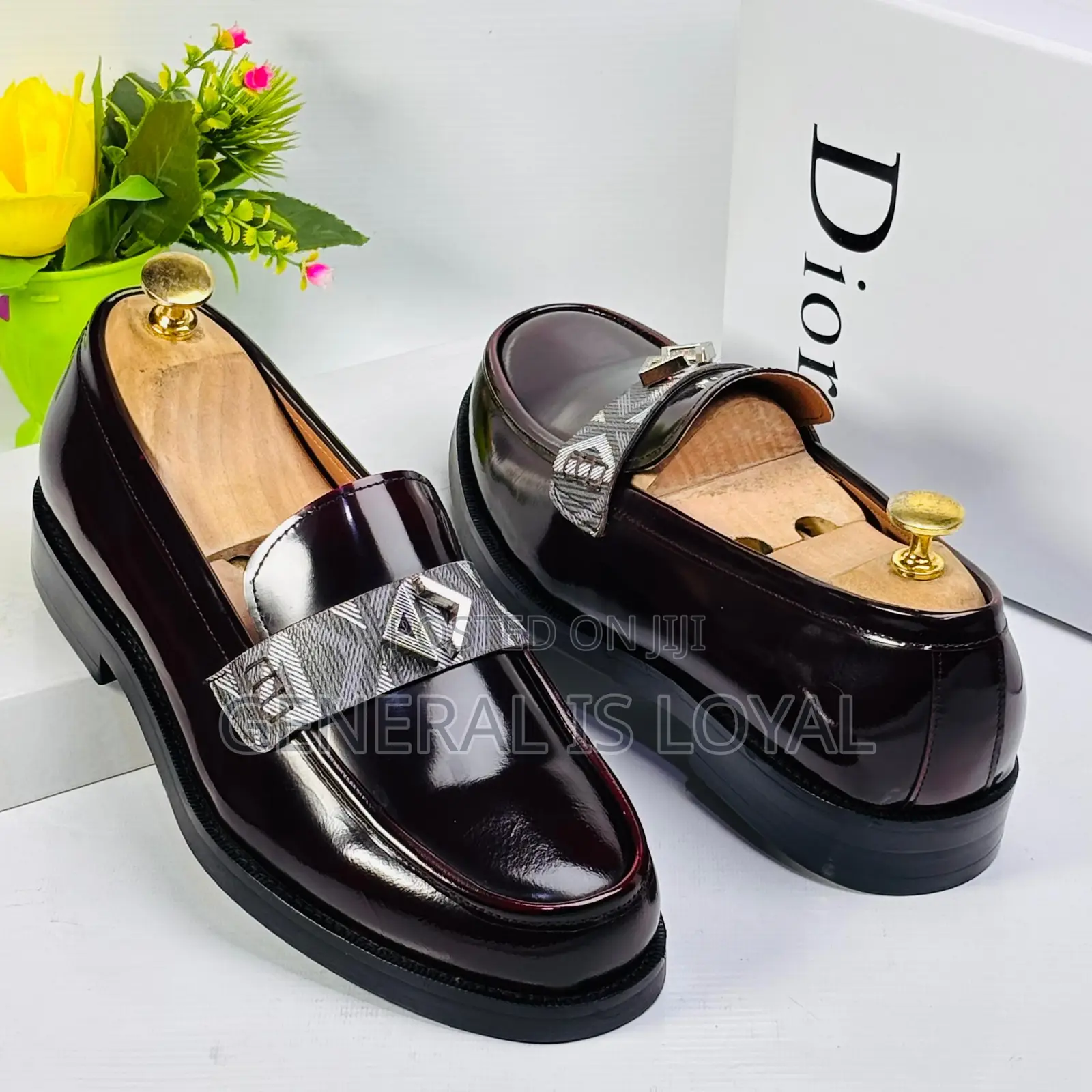 Dior Men's Executive Wine Polished Leather Loafers