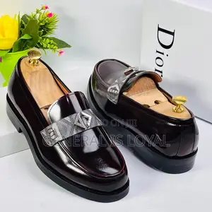 Dior Men's Executive Wine Polished Leather Loafers