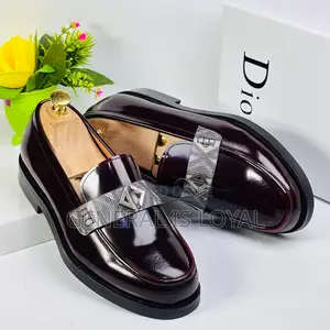 Dior Men's Executive Wine Polished Leather Loafers