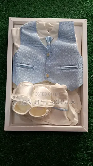 Baby Boy Blue and White Christening Dress