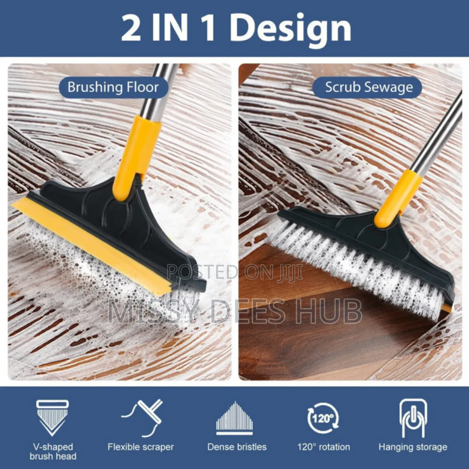 2in1 Hard Bristles Scrubbing Brush