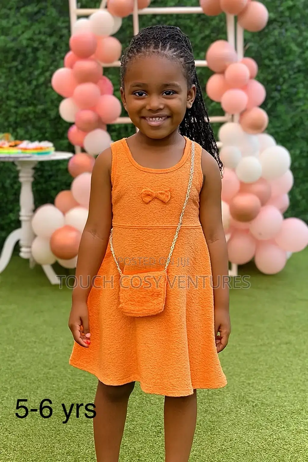 Orange Bow Detail Dress With Matching Purse (5–6 Yrs)