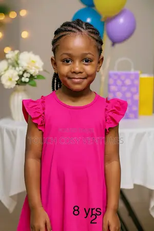 Bright Pink Ruffle Sleeve Party Dress (8 Yrs)