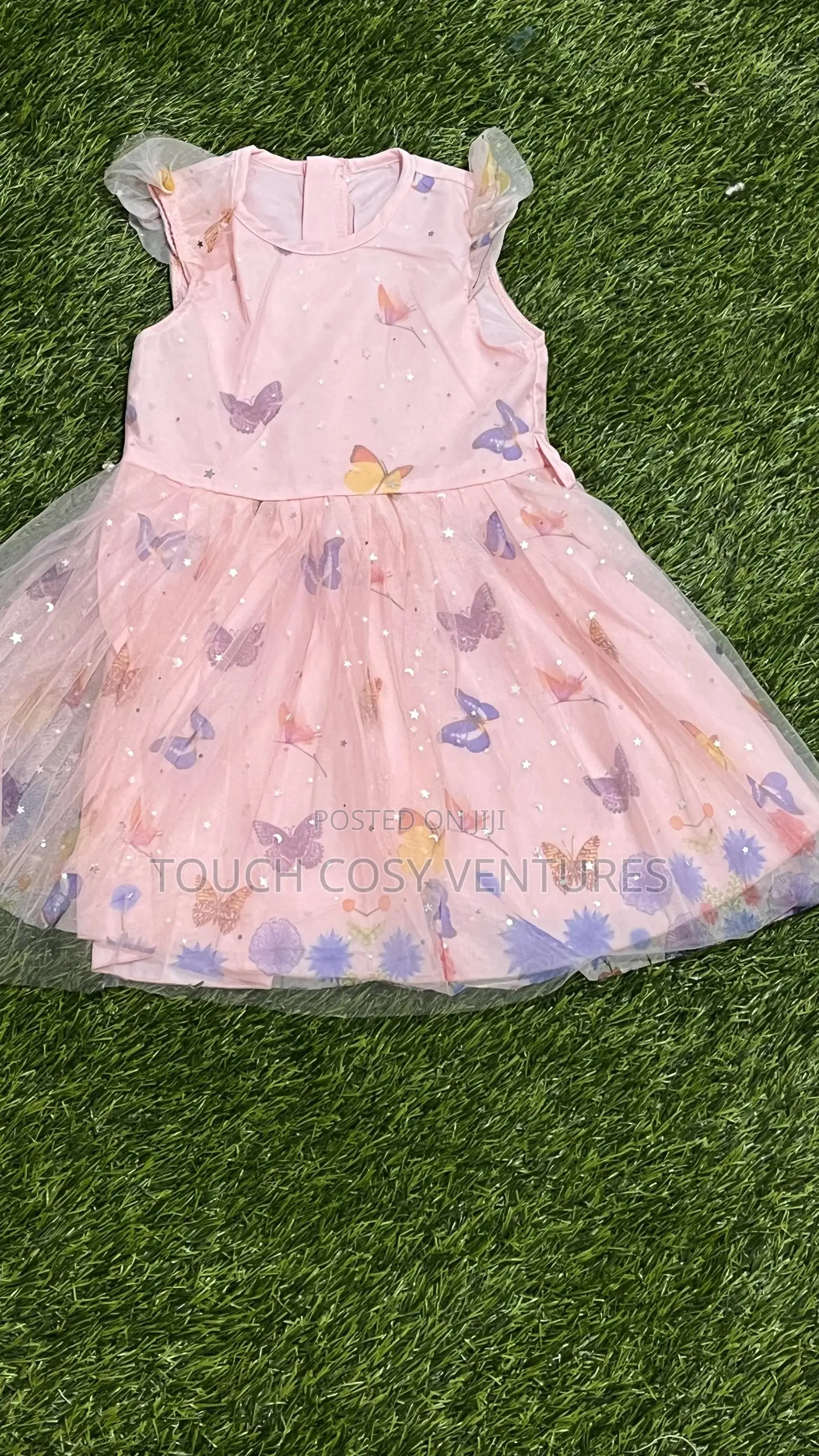 Peach Butterfly Tulle Dress