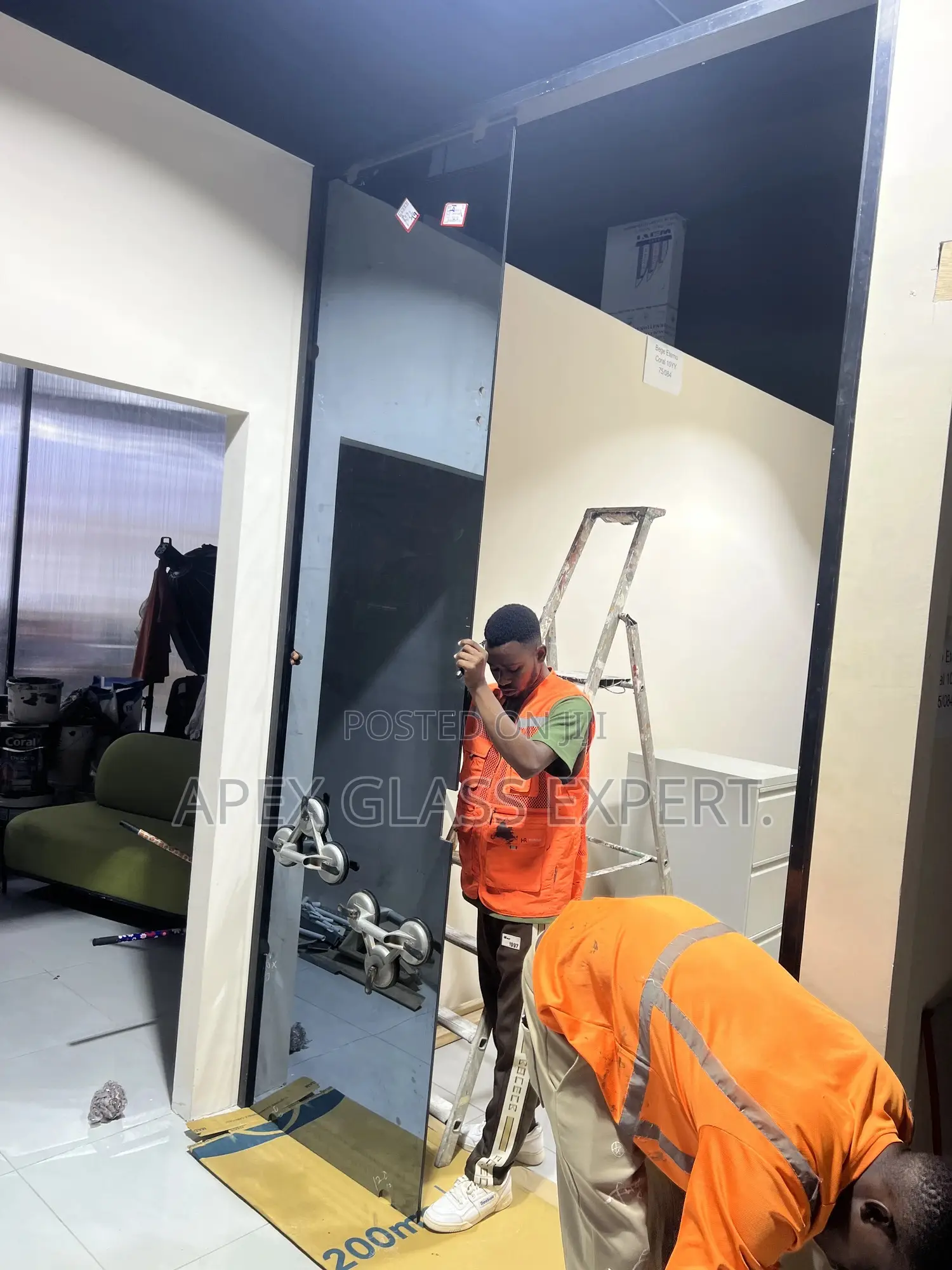 Frameless Single Door With 6+6mm Deep Dark Reflective Glass
