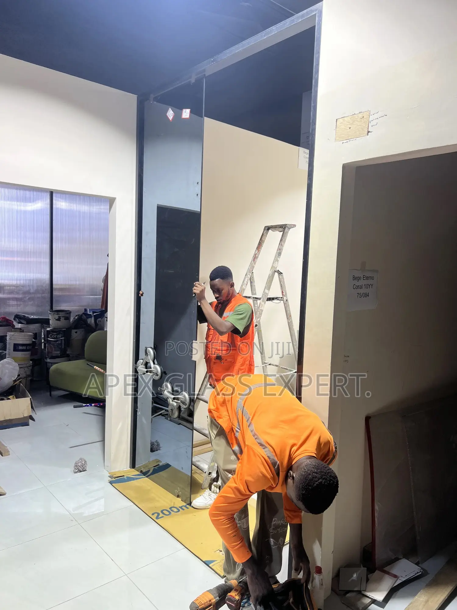 Frameless Single Door With 6+6mm Deep Dark Reflective Glass