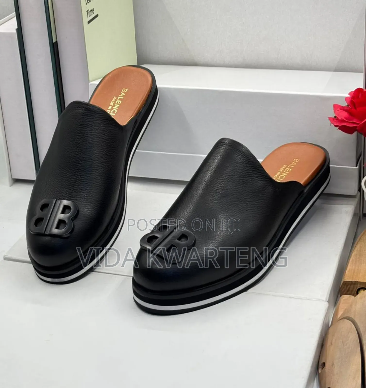 Classic Black Leather Balenciaga Half Shoe