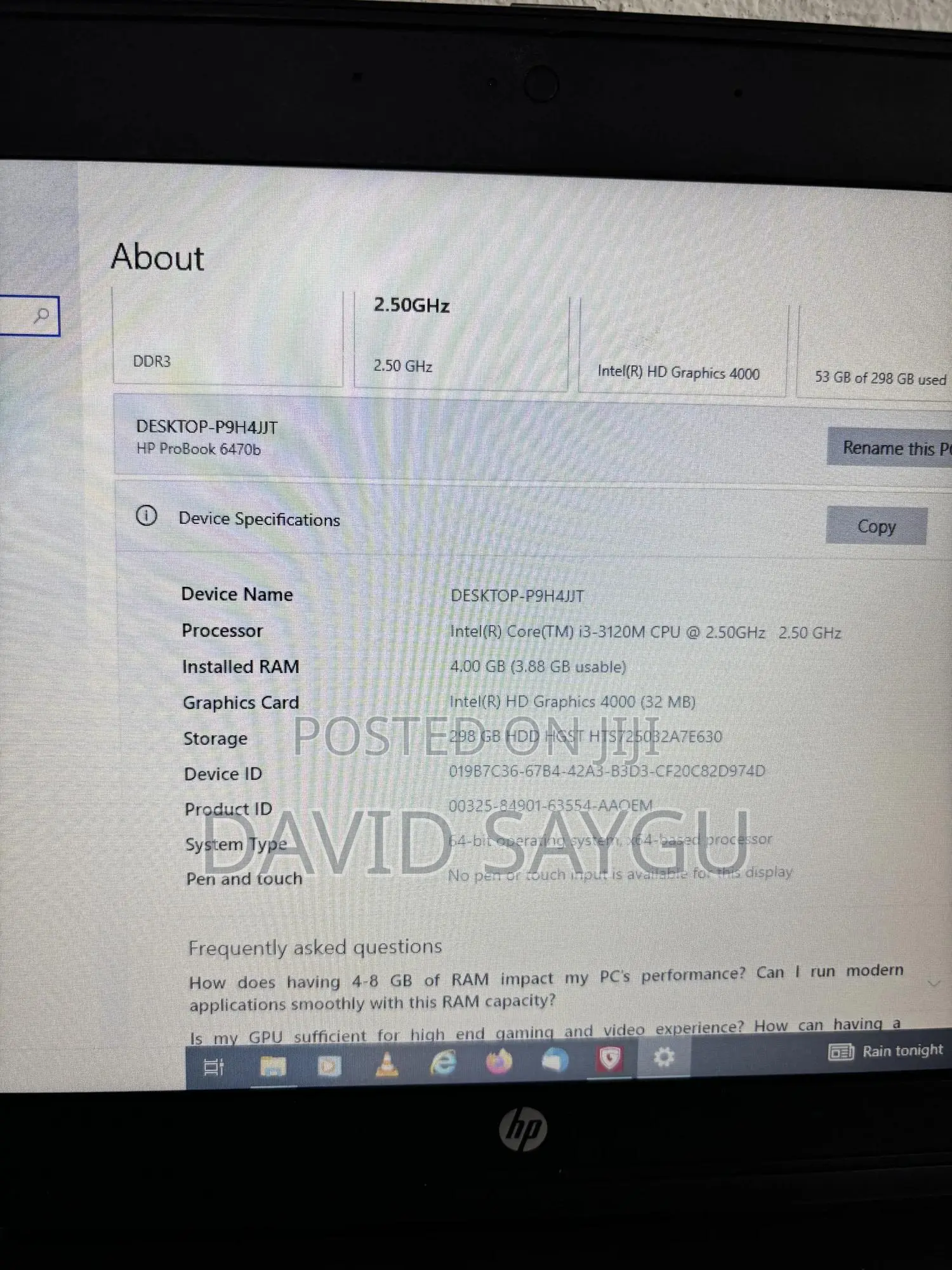 Laptop HP ProBook Pro 6470B 4GB Intel Core I3 HDD 256GB