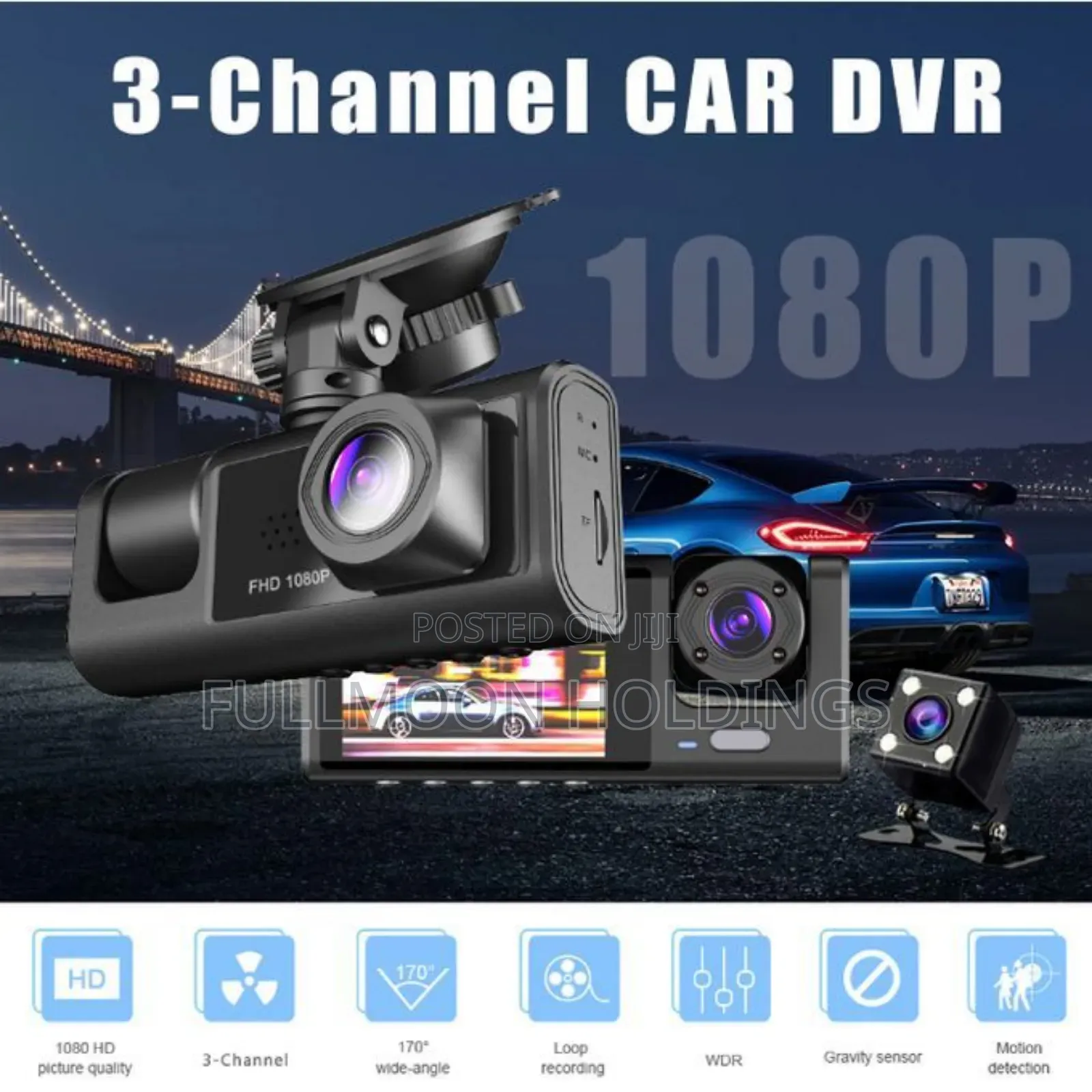 3 Cameras Dash Cam Clear Video Recording