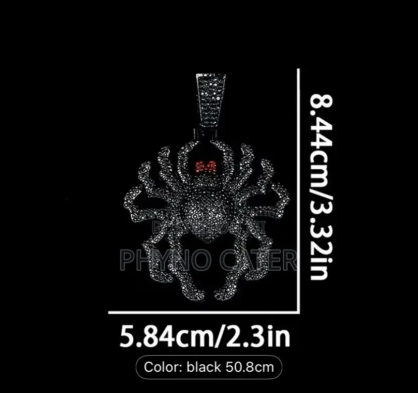 Black Spider Pendant Cuban Chain