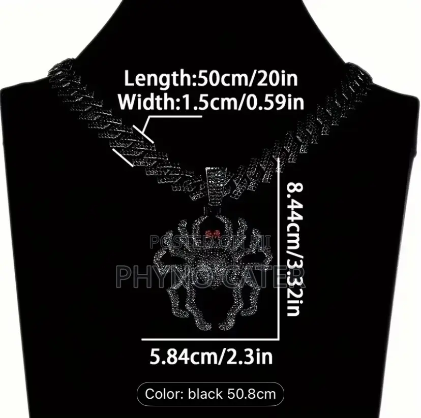 Black Spider Pendant Cuban Chain