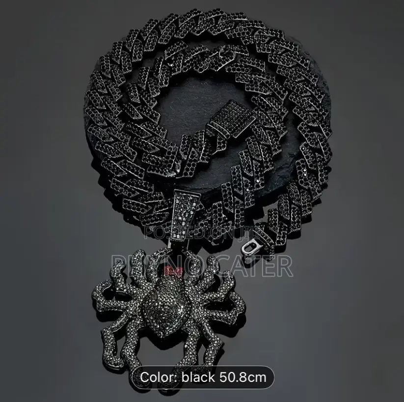 Black Spider Pendant Cuban Chain