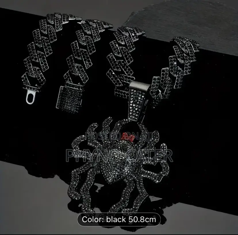 Black Spider Pendant Cuban Chain