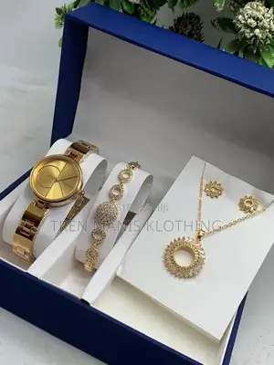 Calvin Klein Gold Watch With Necklace, Bracelet, Earrings,