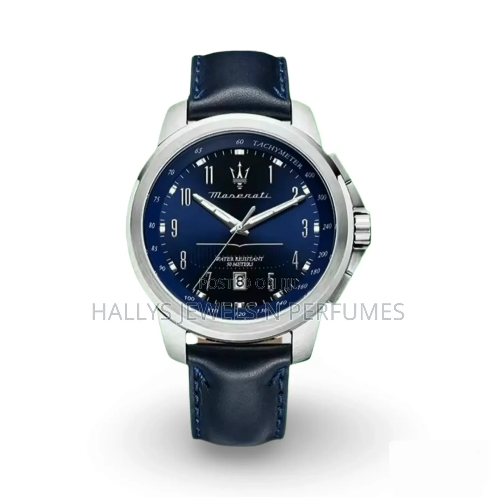 Maserati Successo R Blue Leather Strap Watch