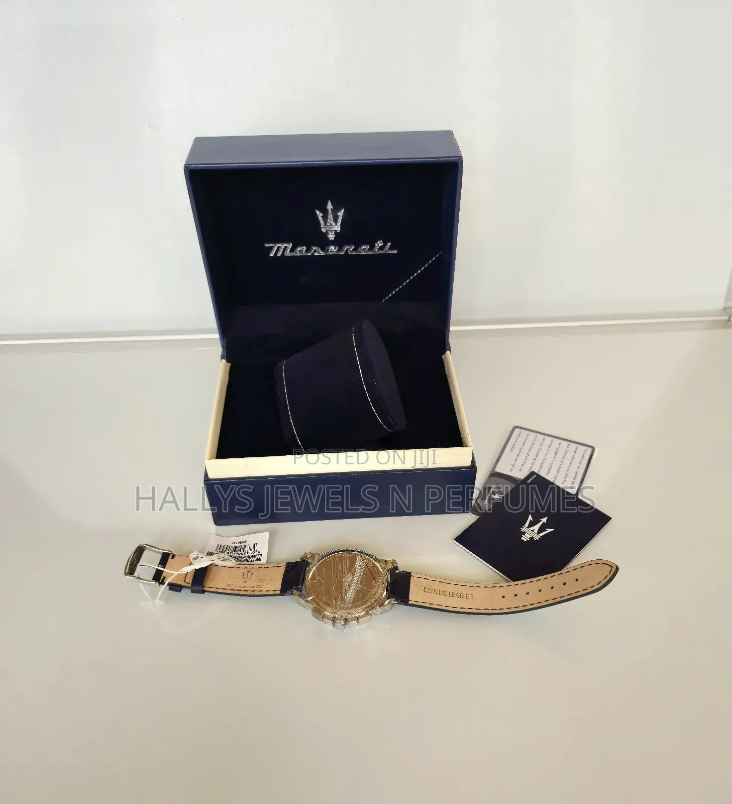 Maserati Successo R Blue Leather Strap Watch