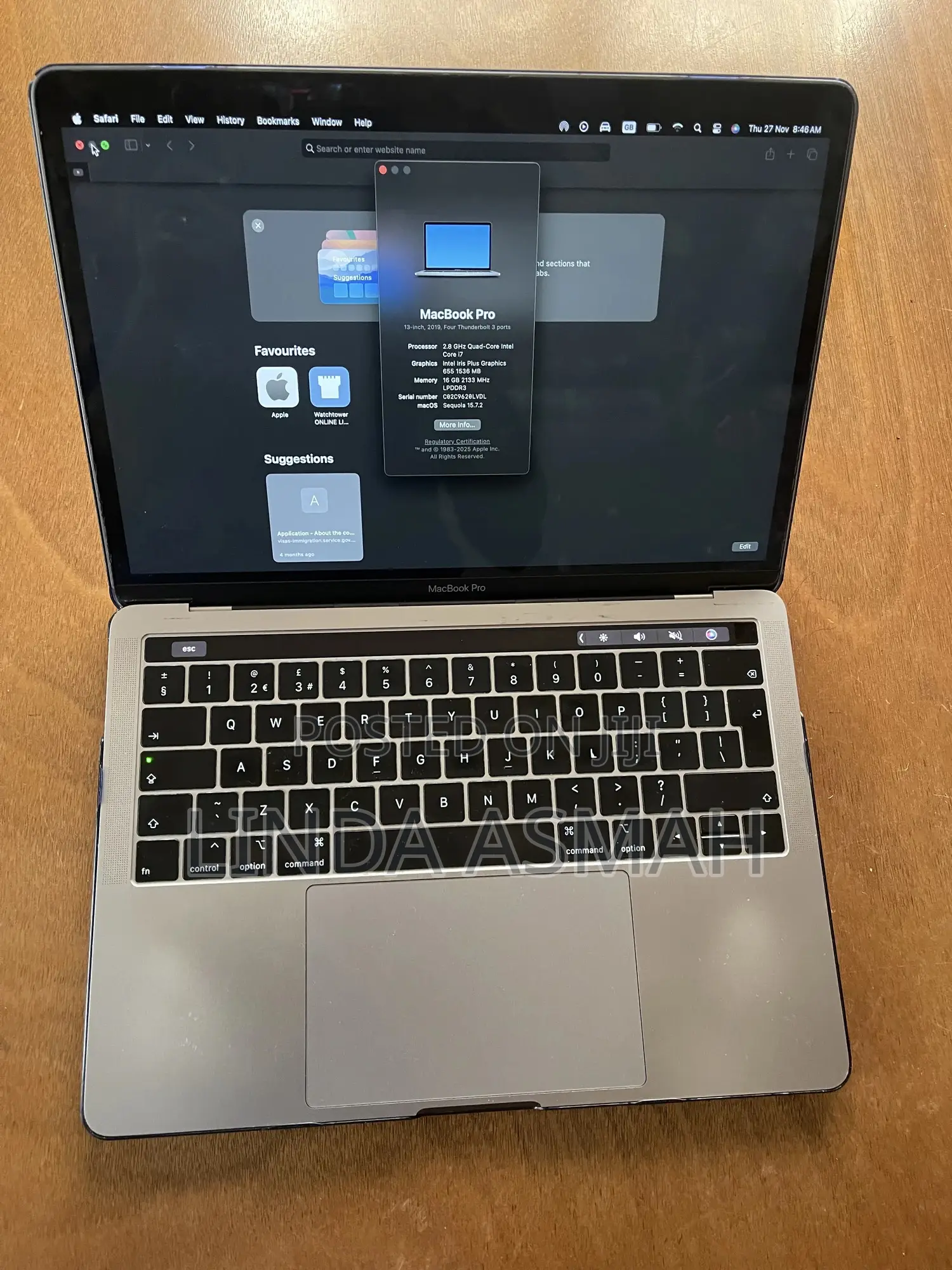 Laptop Apple MacBook Pro 2019 16GB Intel Core I7 SSD 512GB