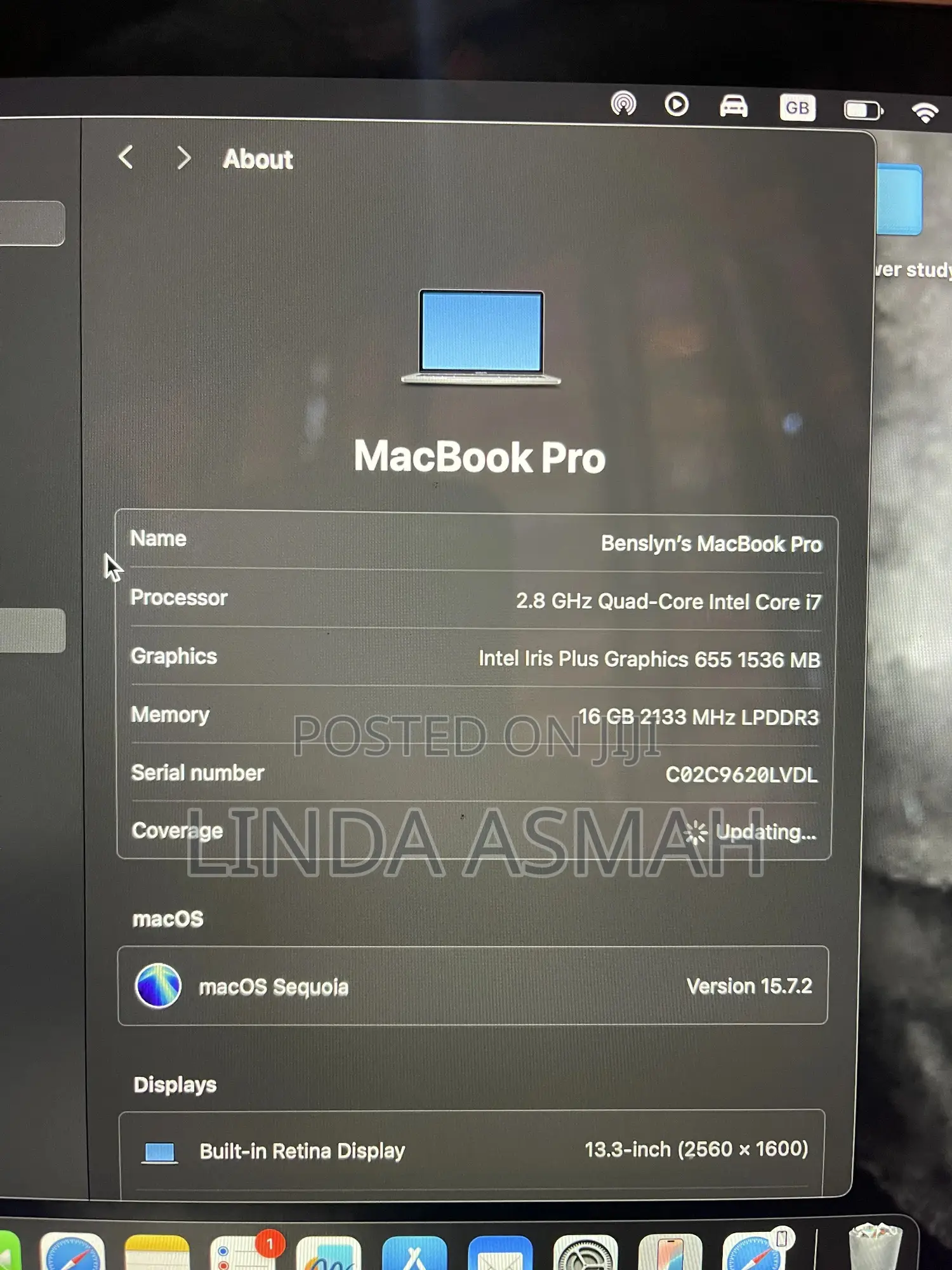 Laptop Apple MacBook Pro 2019 16GB Intel Core I7 SSD 512GB