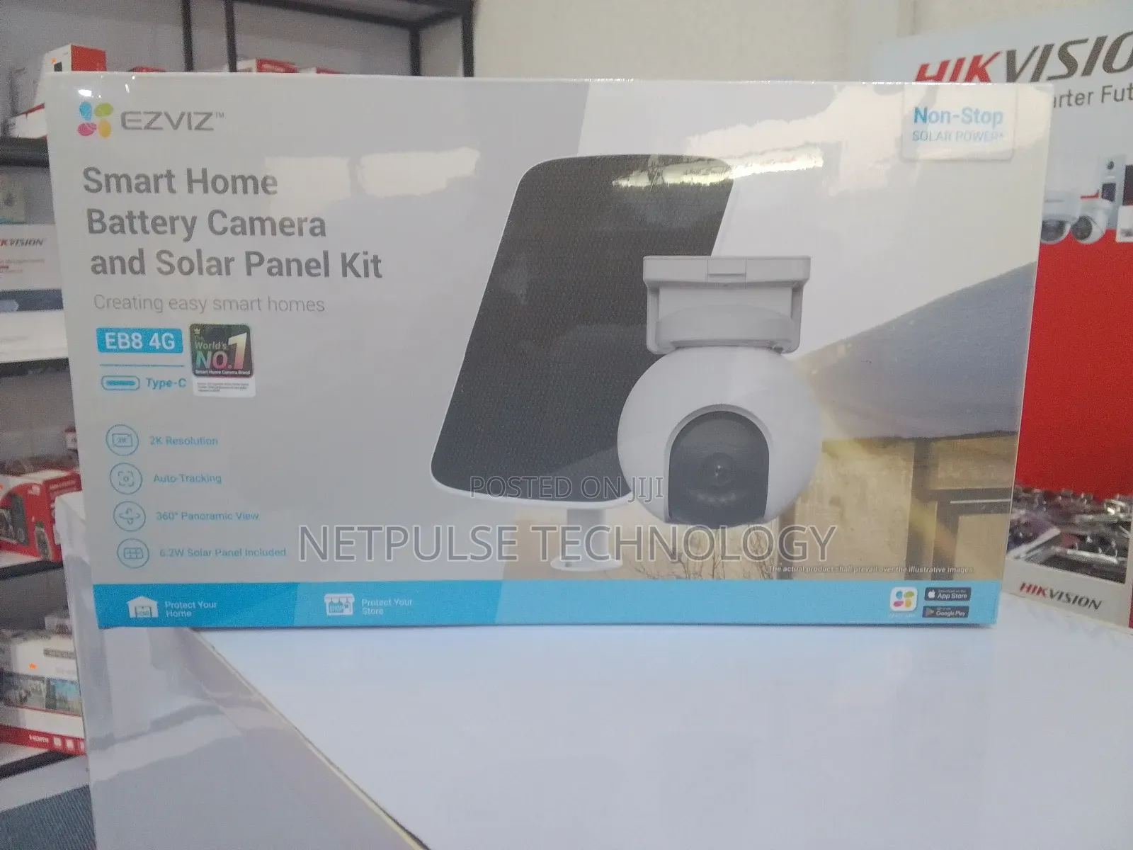 Ezviz Smart Home Battery Camera and Solar Panel Kit - Eb8 4g