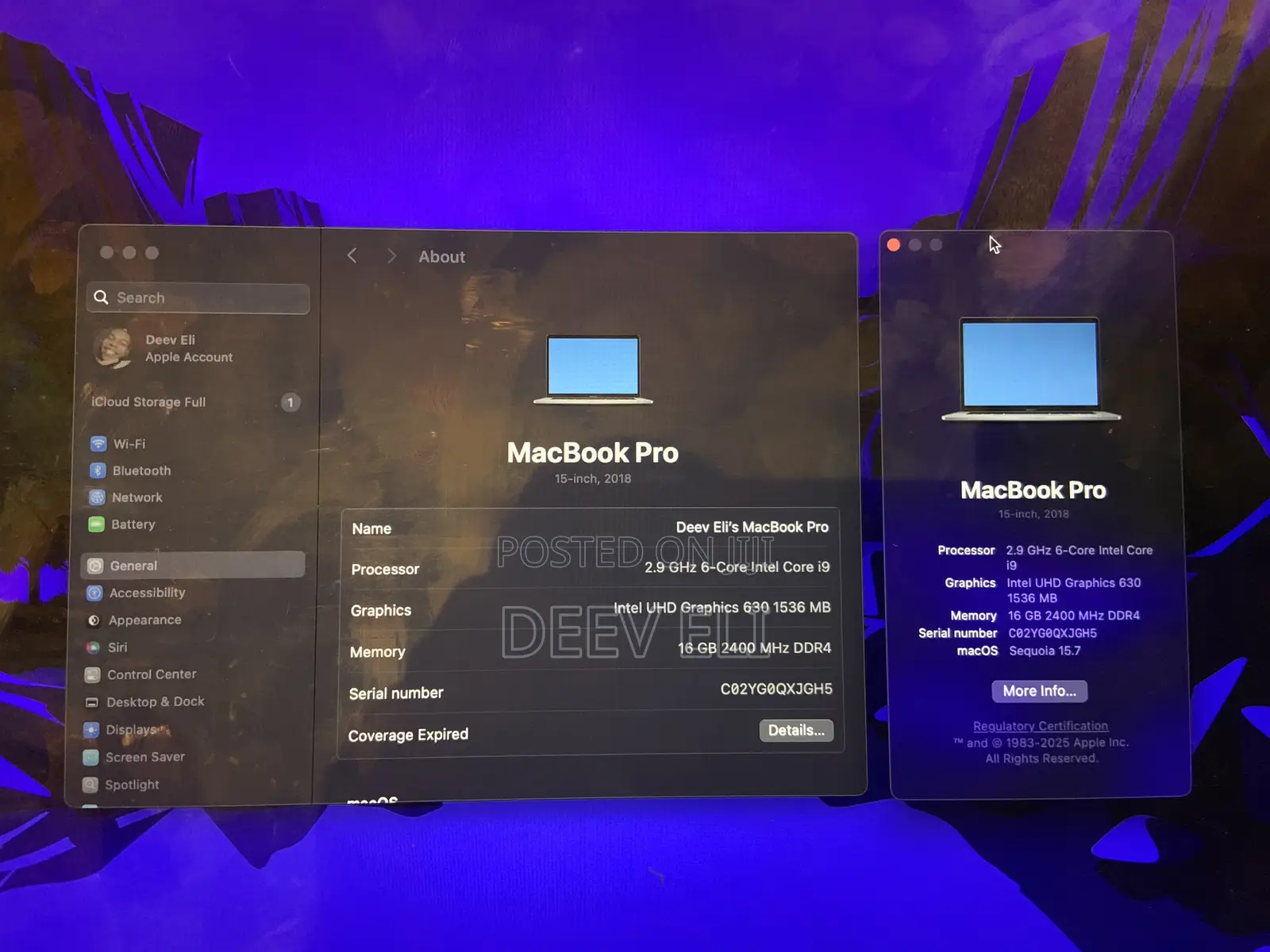 Laptop Apple MacBook 2018 16GB Intel SSD 512GB