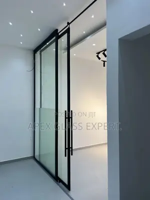 Trackless Barn Door With 10mm Designed Clear Glass