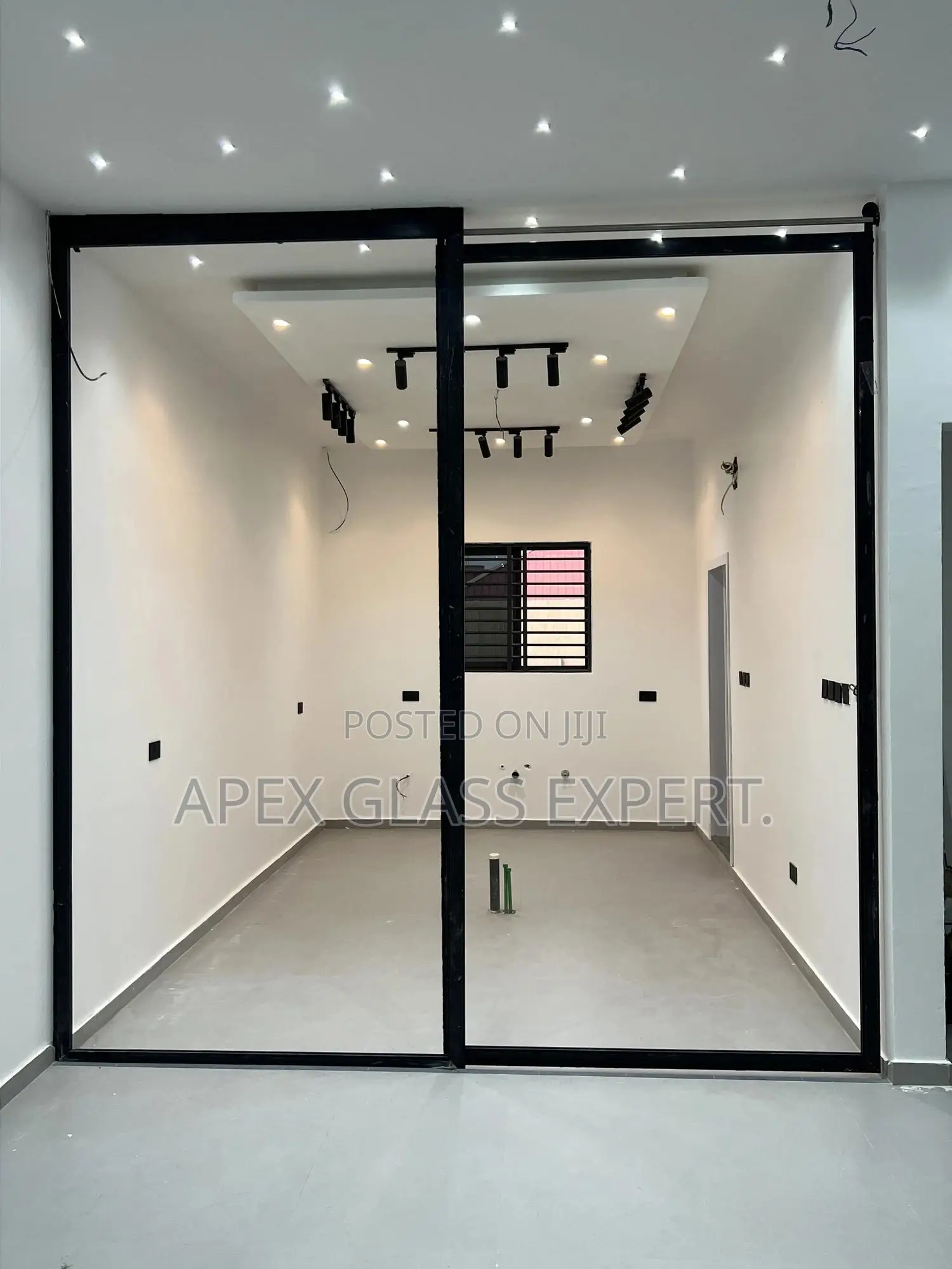 Trackless Barn Door With 10mm Designed Clear Glass