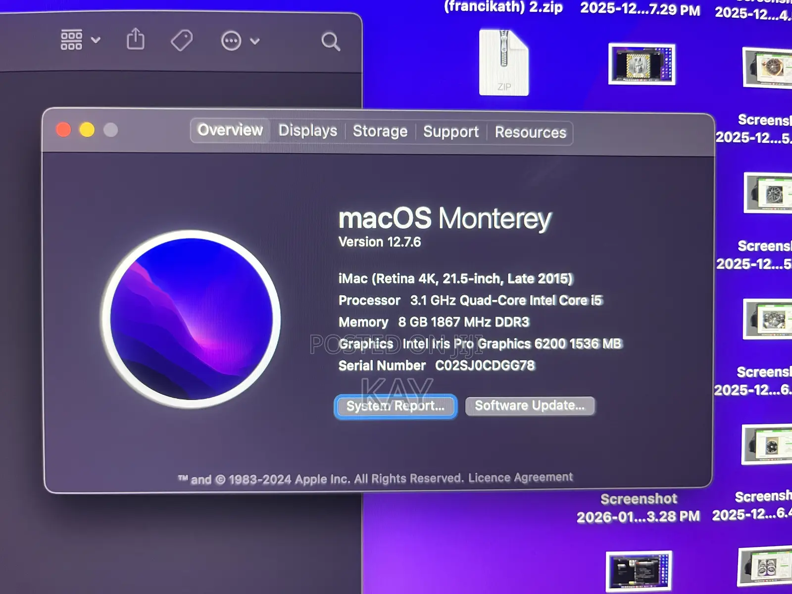 Desktop Computer Apple iMac 8GB Intel Core i5 SSD 1T
