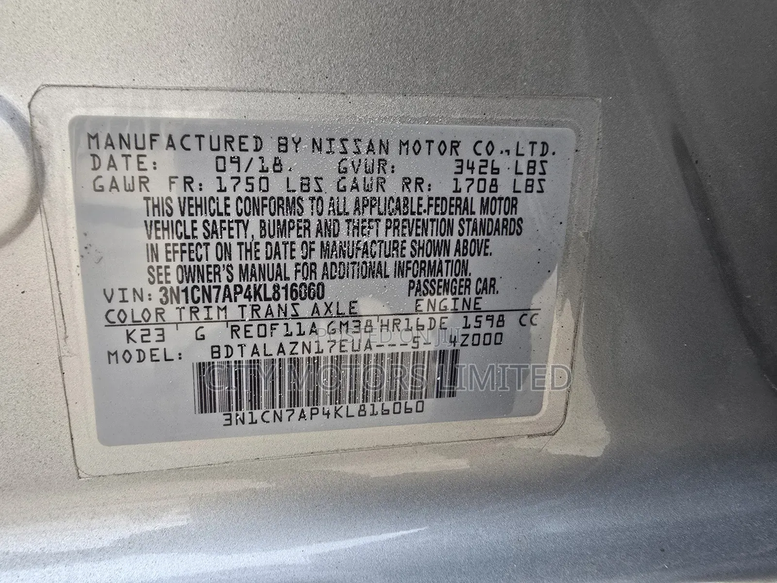 Nissan Versa 1.6 S 2019 Silver