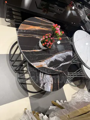 Modern 2-in-1 Black Marble Nesting Coffee Table Set