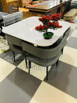 Modern Brown Marble 4-seater Dining Set